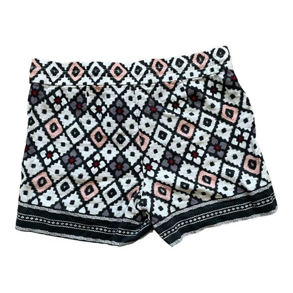 Ann Taylor LOFT Multicolor Boho Printed Linen Blend Pull On Shorts | 2 - Picture 2 of 4
